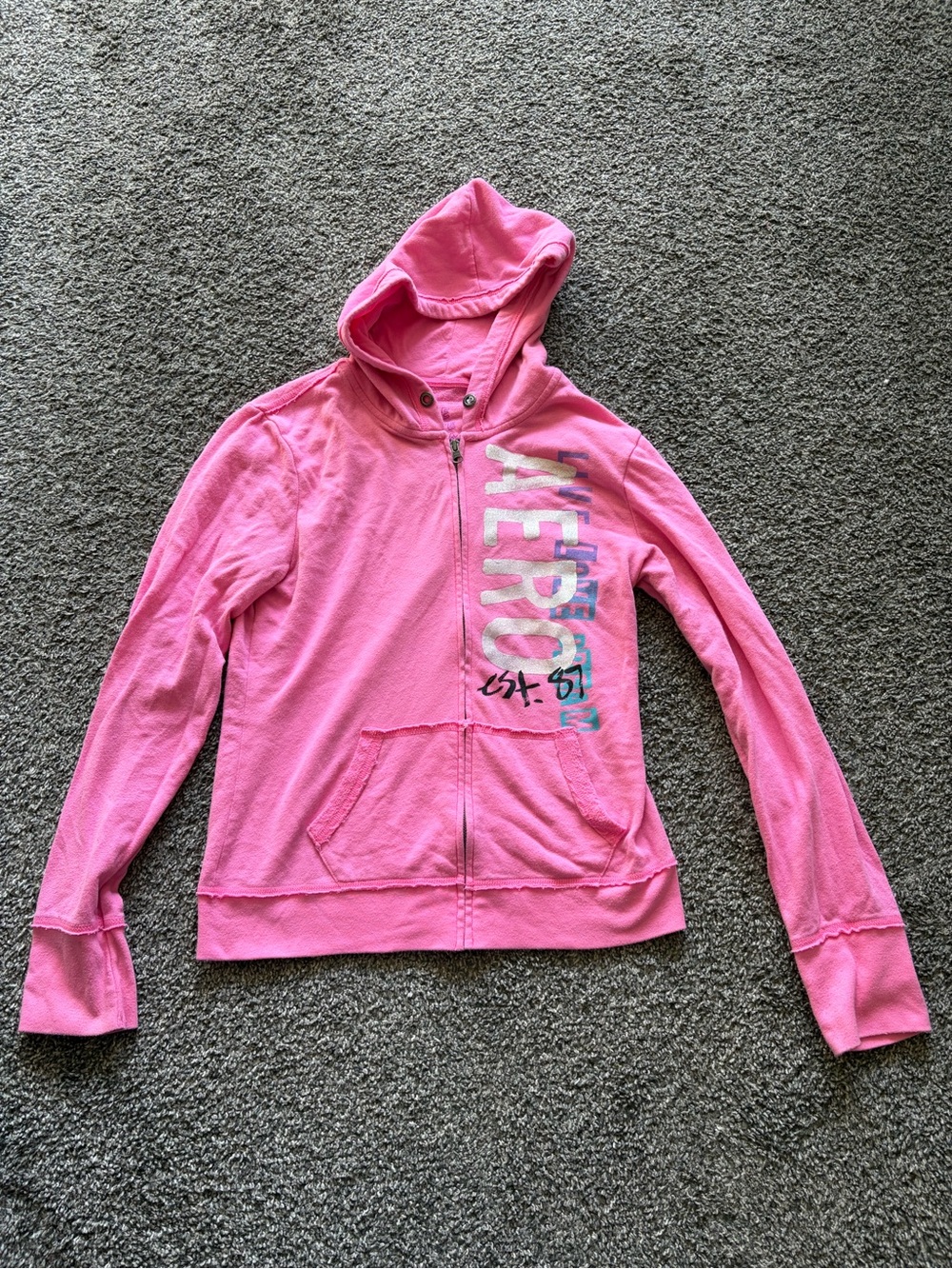 Aeropostale Pink Girls' Hooded Zip-Up Sweatshirt